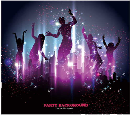 people silhouettes and party backgrounds vector