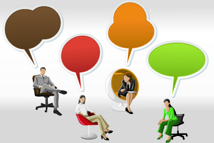 people with speech bubbles design elements