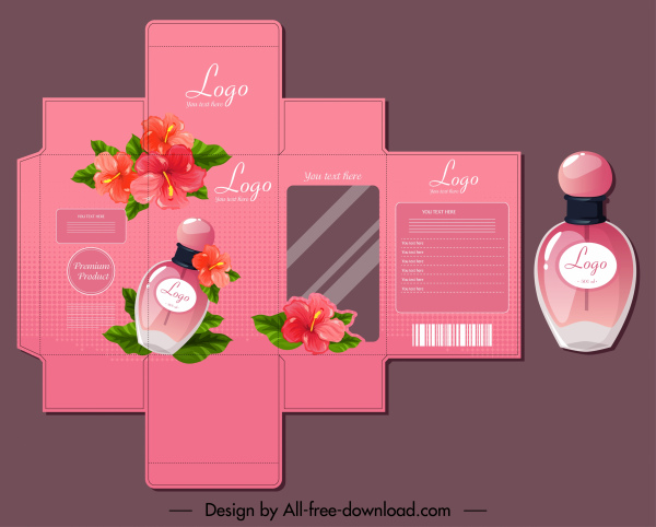 perfume package template flowers decor elegant pink