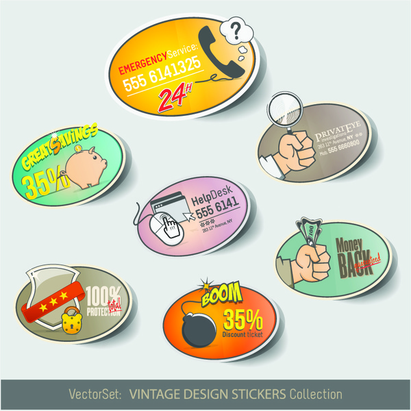 personality stickers design elements vector