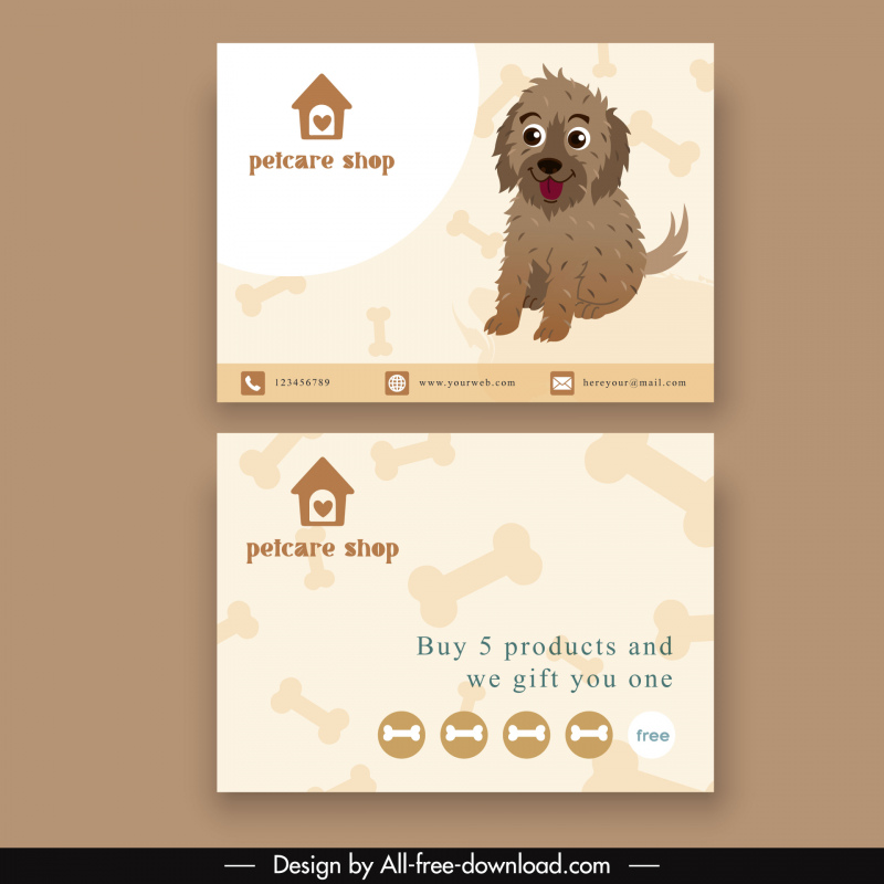 pet care business card templates cute dog bones decor