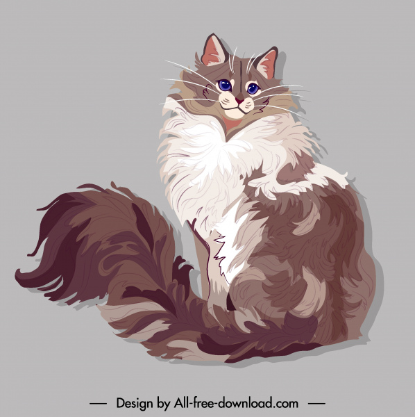 pet painting furry cat sketch colored handdrawn design