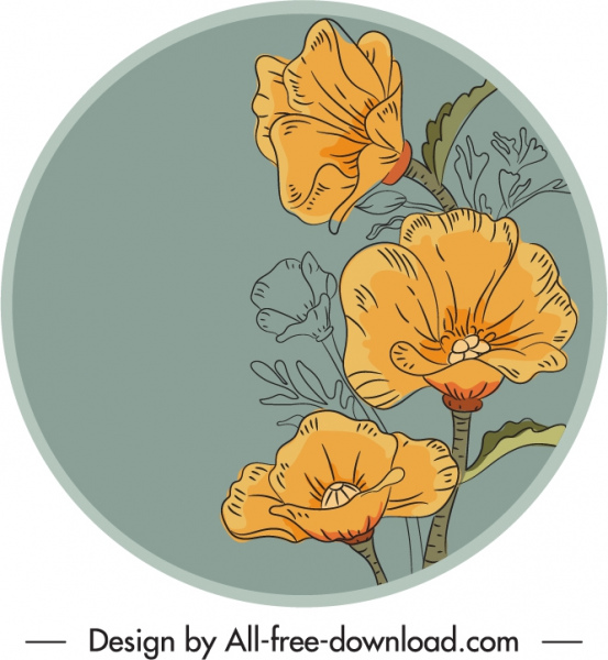 petals label template handdrawn classic outline
