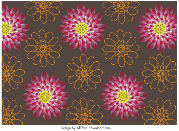 petals pattern blooming sketch repeating design