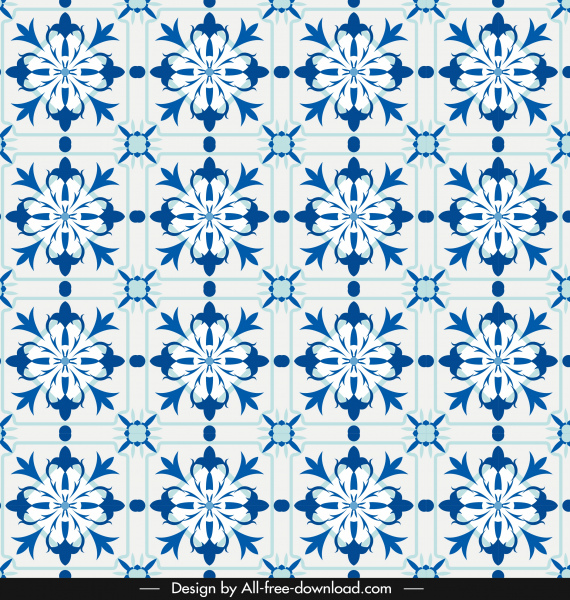 petals pattern blue classical repeating symmetrical decor