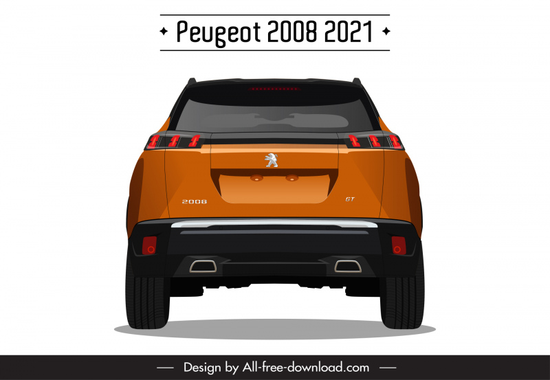 peugeot 2008 2021 car model advertising template modern symmetric back view design 