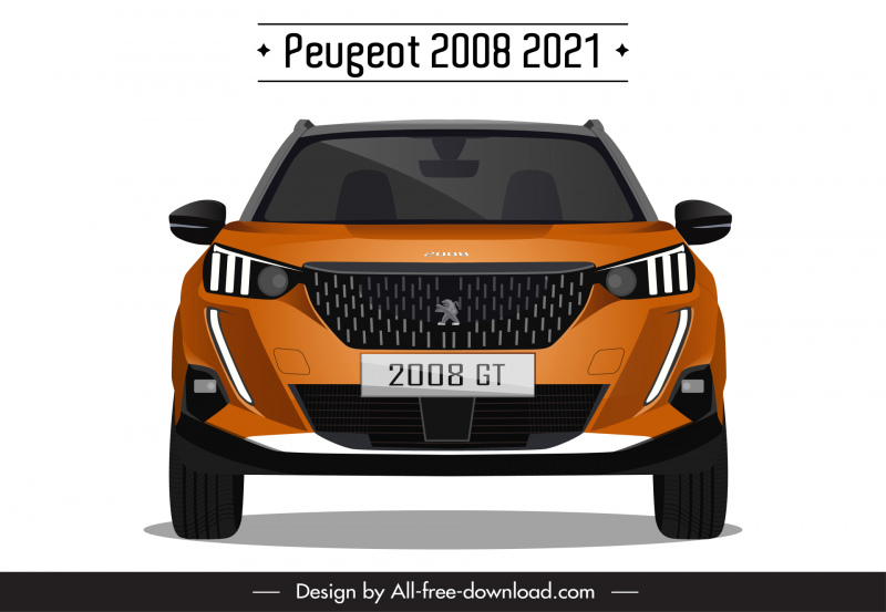 peugeot 2008 2021 car model icon modern symmetric front view design 