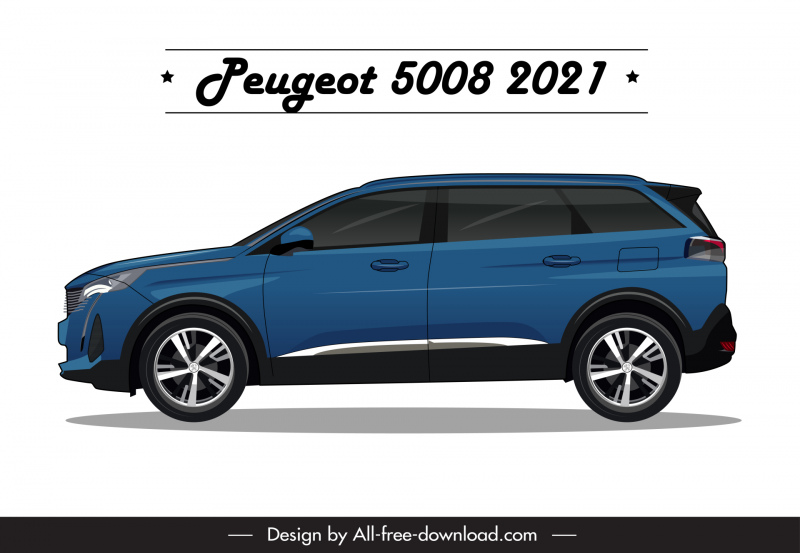 peugeot 5008 2021 car model advertising template modern flat side view sketch