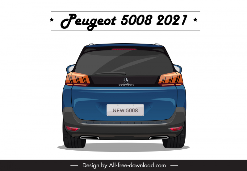 peugeot 5008 2021 car model icon modern symmetric back view design