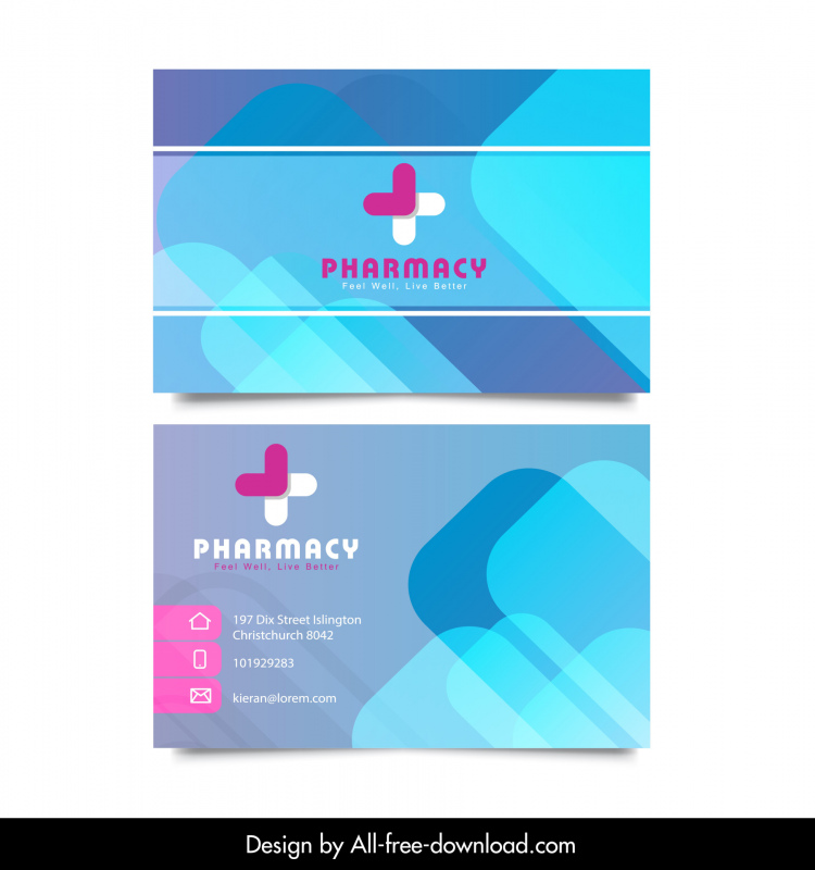 pharmacy  business card template elegant flat geometric decor