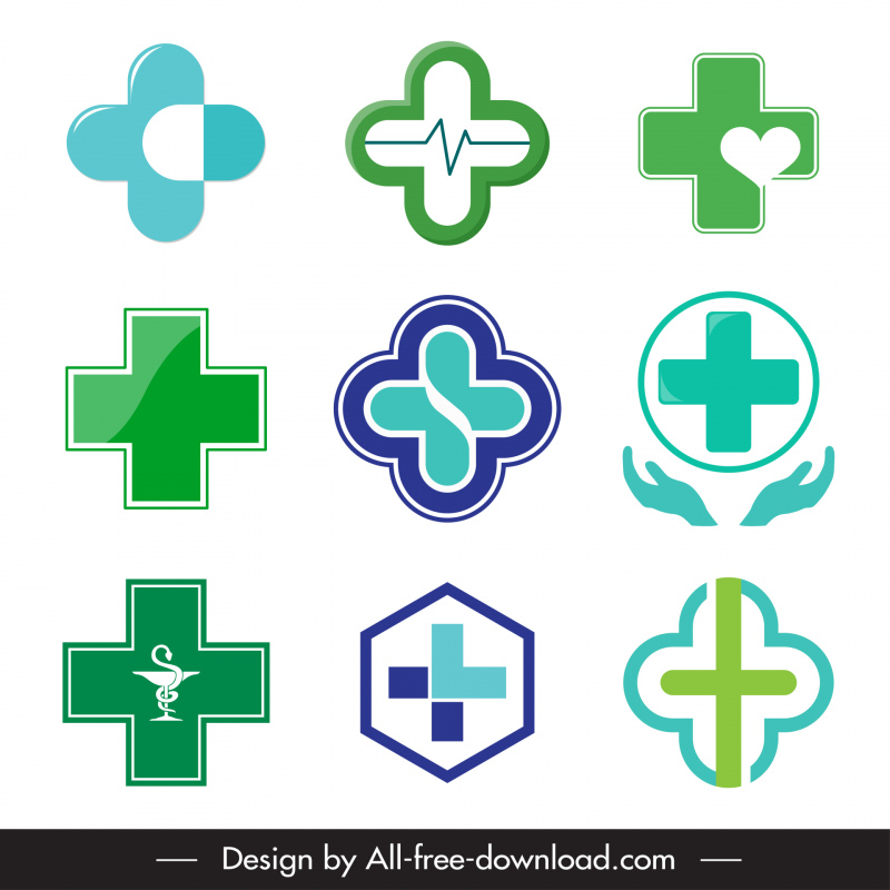 pharmacy cross logo templates elegant modern flat symbols shapes 