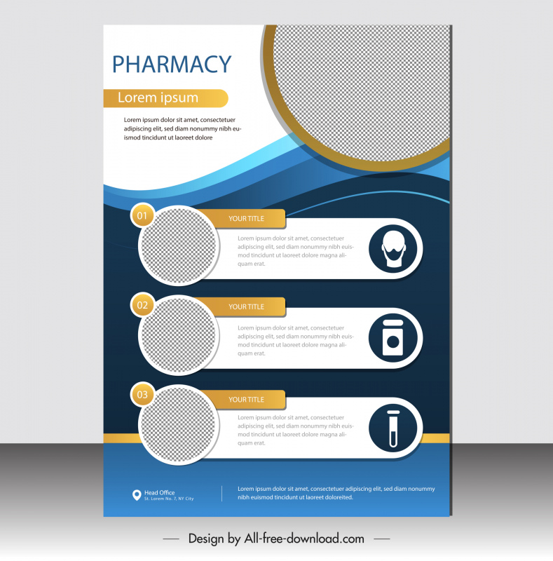 pharmacy flyer cover template dynamic curves circle decor