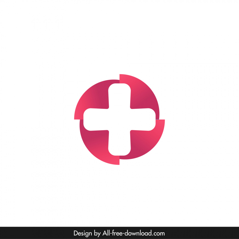 pharmacy logo template isolated circle cross shape symmetric design 