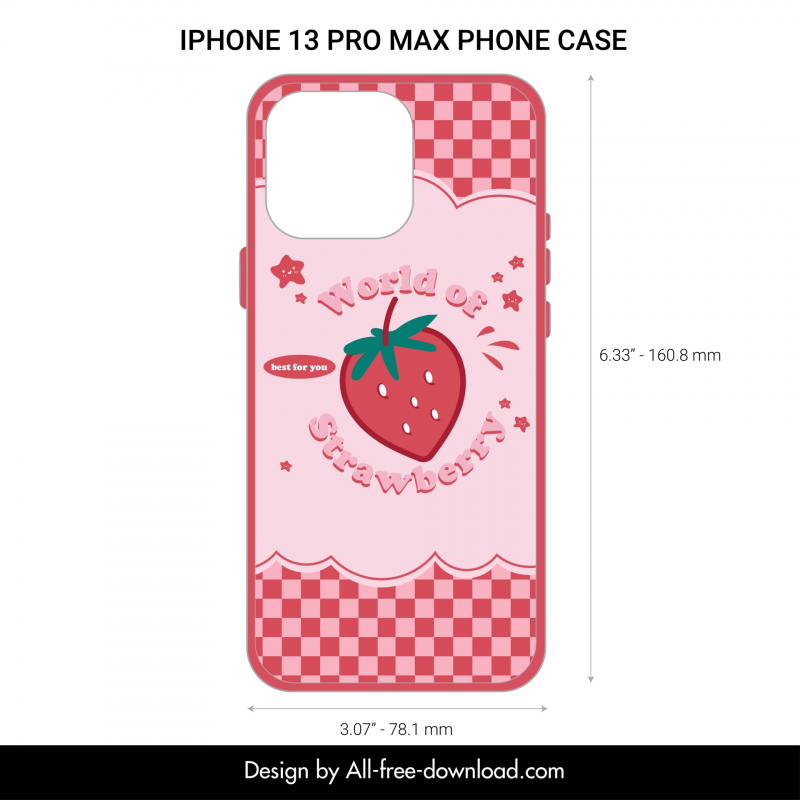 phone case label template flat dynamic strawberry stars