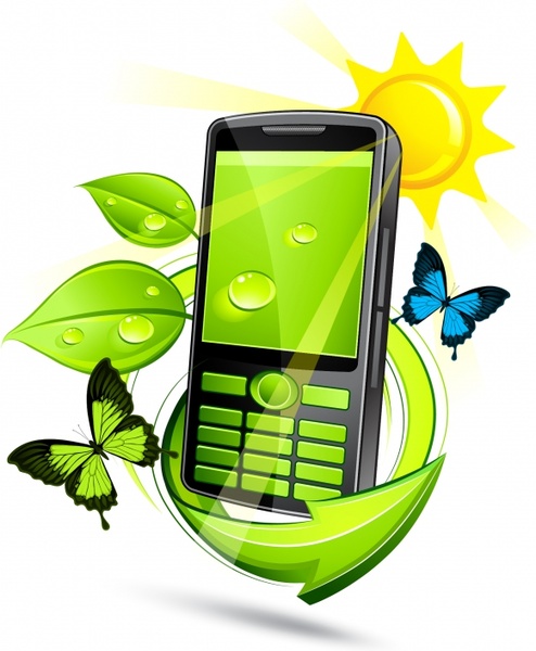 phone advertising background modern 3d leaf butterflies decor