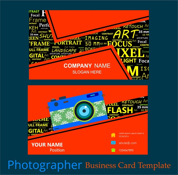 photographer business card template words mixing style