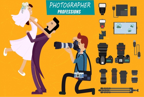 photographer job design elements camera accessories married couple 