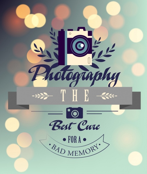 photography banner camera calligraphy sparkling bokeh background