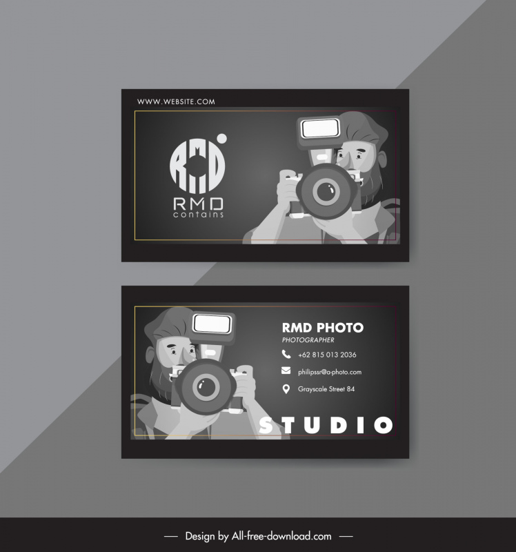 photography business card template cameraman cartoon design