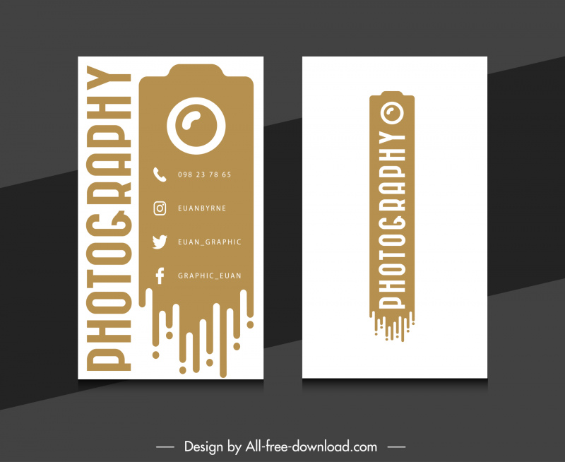 photography business card template flat melting camera lens 