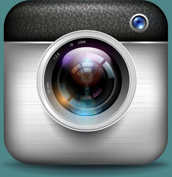 photography camera icon shiny colored realistic design