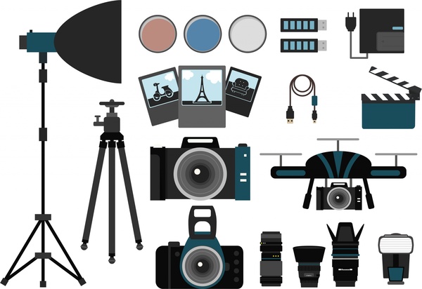 photography concept design various symbols elements isolation