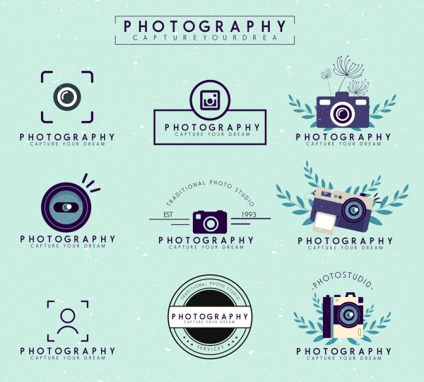 photography logotypes colored flat design