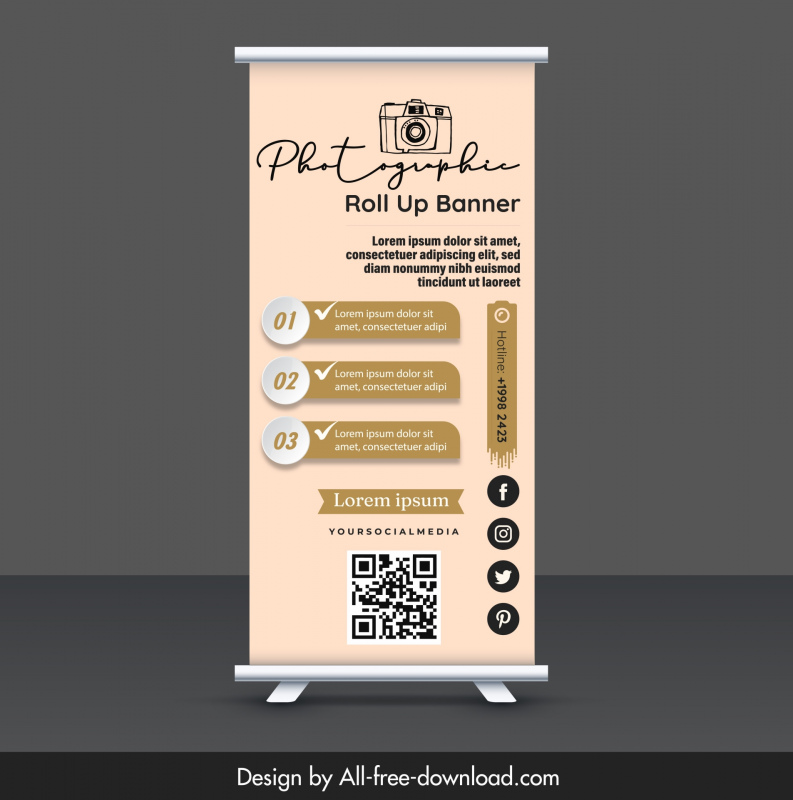 photography roll up banner template elegant camera circle checked 