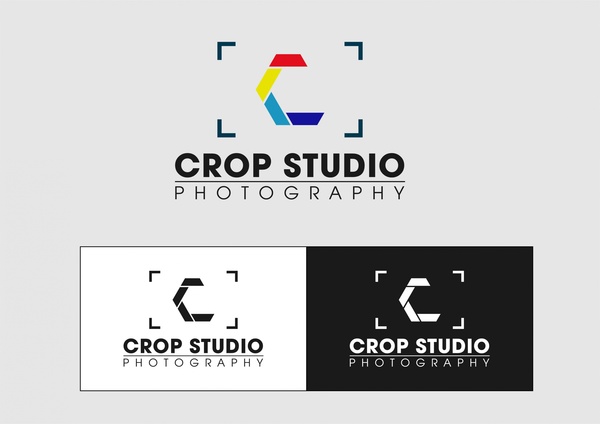photography studio logo sets various color effects style