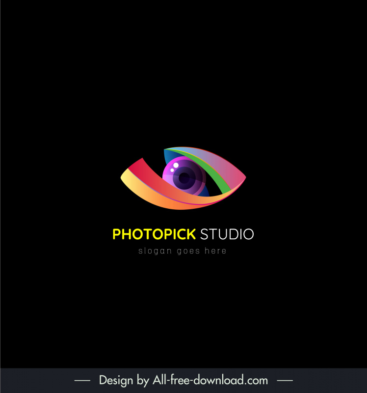 photopick studio logo template contrast elegant shiny eye curves shape