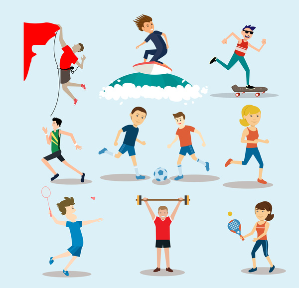 physical activities vector illustration with outdoor sports