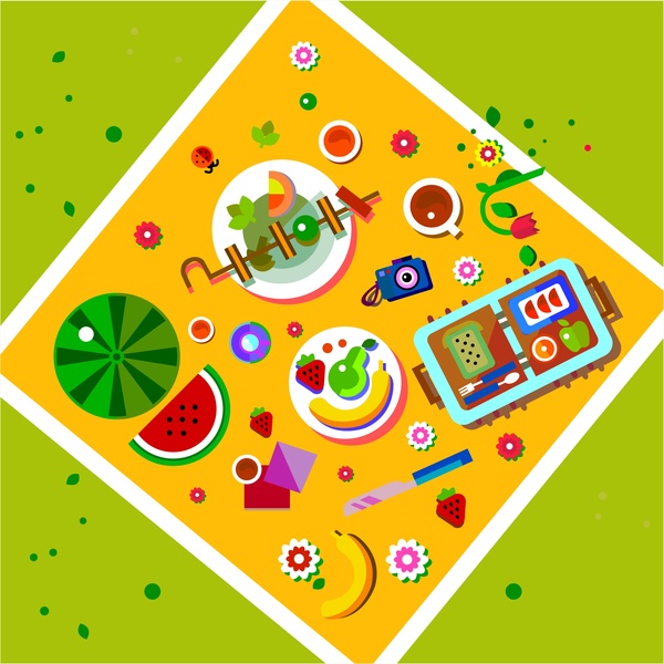 picnic concept design with food decoration from height