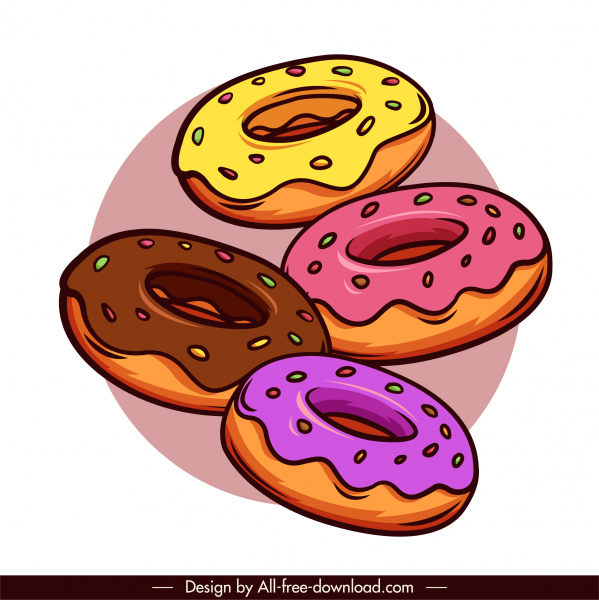 pie icons colorful classical handdrawn round shapes