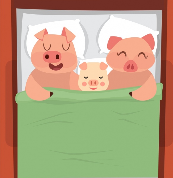 pig family painting cute cartoon characters