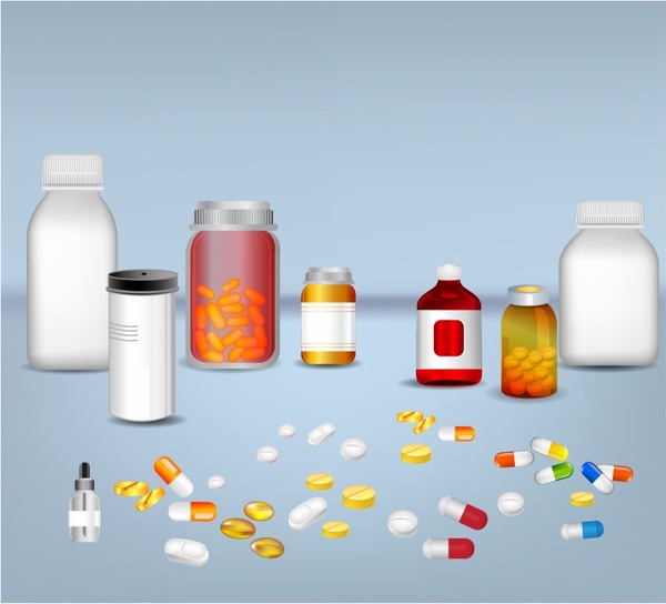 Pills tablets and medicines in plastic bottle 