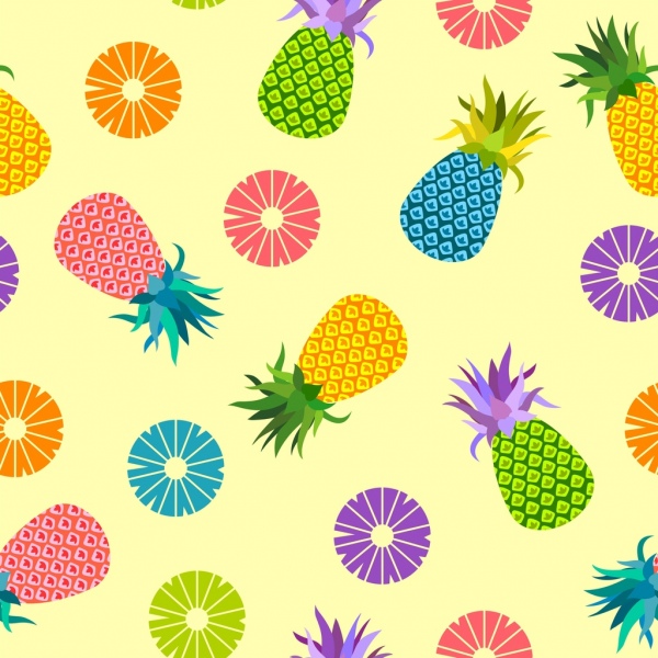 pineapple background multicolored flat decoration 