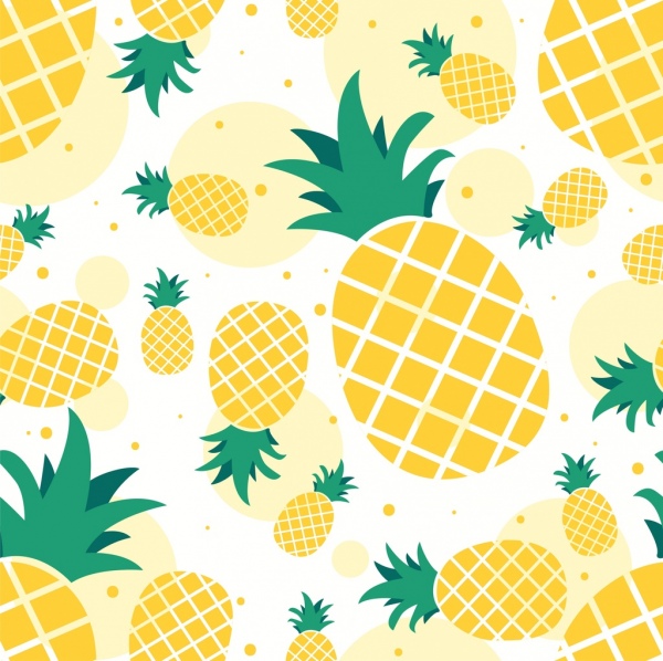 pineapple background yellow icons repeating flat design