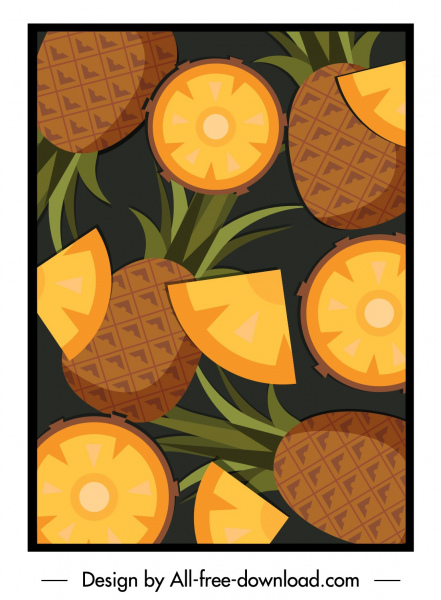pineapple pattern classic colored flat sketch