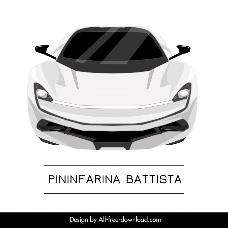 pininfarina battista car model icon modern symmetric front view design 