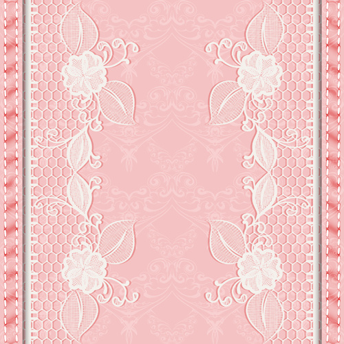 pink background with white lace vector