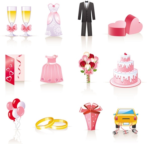 pink cartoon wedding jewelry vector