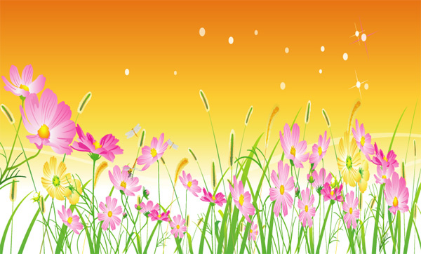 pink flower on yellow background