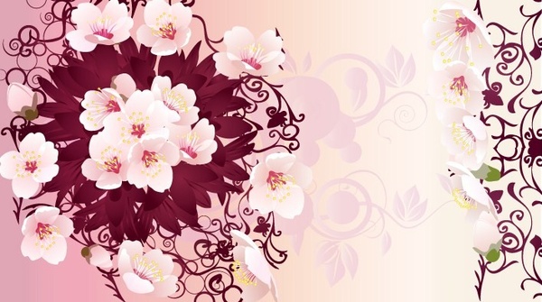 pink flowers art graphics