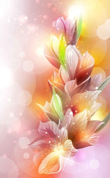 Pink Flowers with Colorful Background
