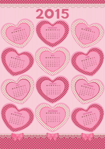pink heart calendar15 vector