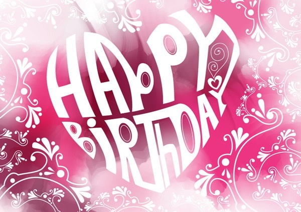 birthday background curves texts ornament heart layout