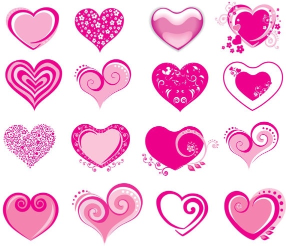 pink heartshaped icon vector