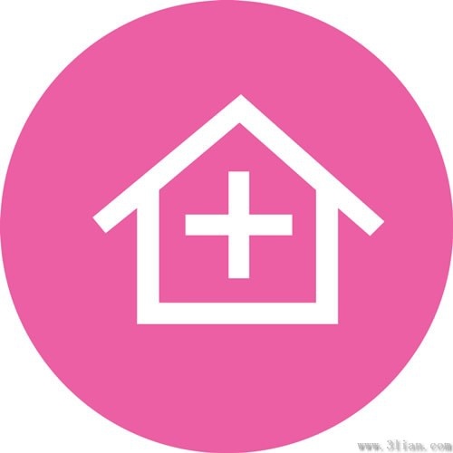 pink house icon vector