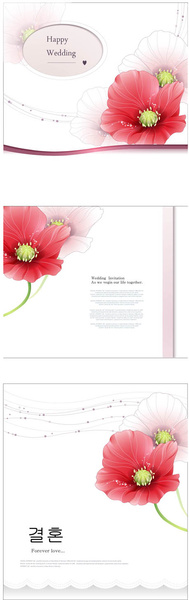 pink red flower wedding cards