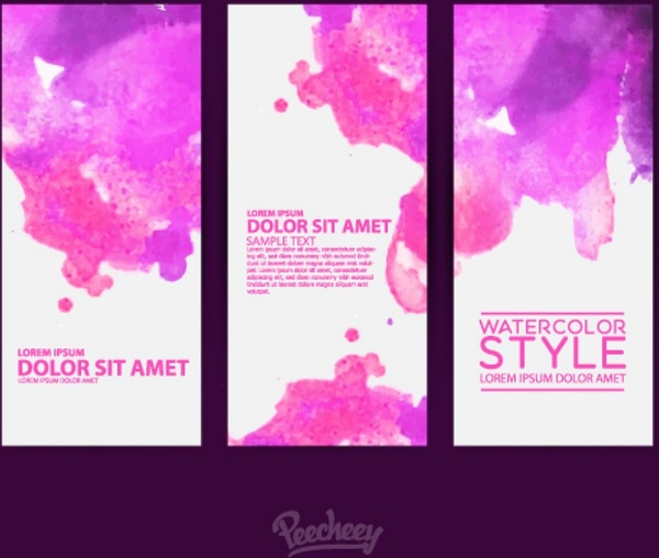 pink watercolor banners